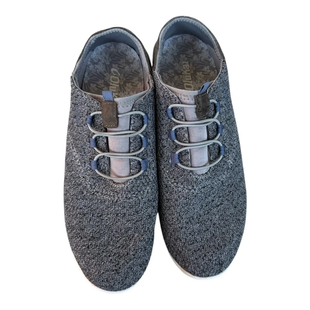 OluKai Alapa Li Drop Heel Boat Shoes Men’s 8.5 Gray Blue Casual Slip On